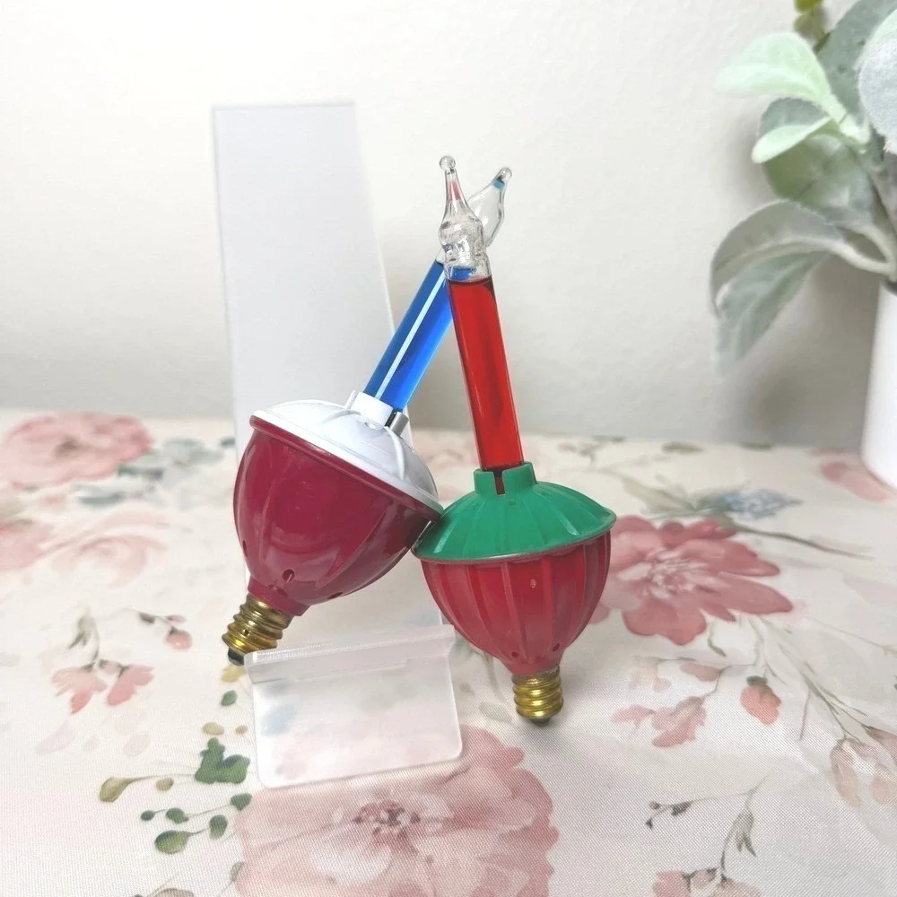 Vintage Style Christmas Bubble Light Bulbs C7 Base Red Blue Green - 2 - UNTESTED